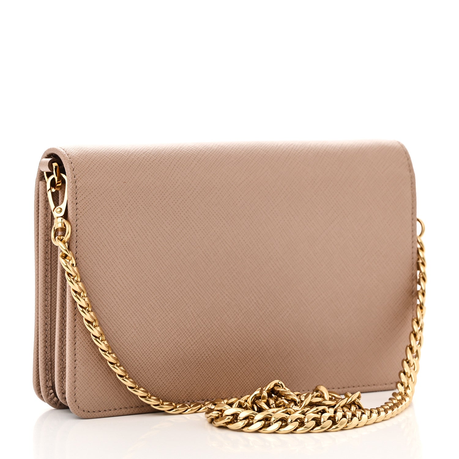 Prada Saffiano Lux Metal Logo Mini Flap Chain Shoulder Bag Cammeo 4 of 10