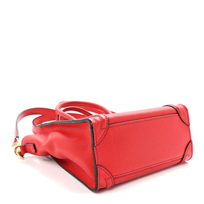 Celine Drummed Calfskin Nano Luggage Vermillion 4 of 10