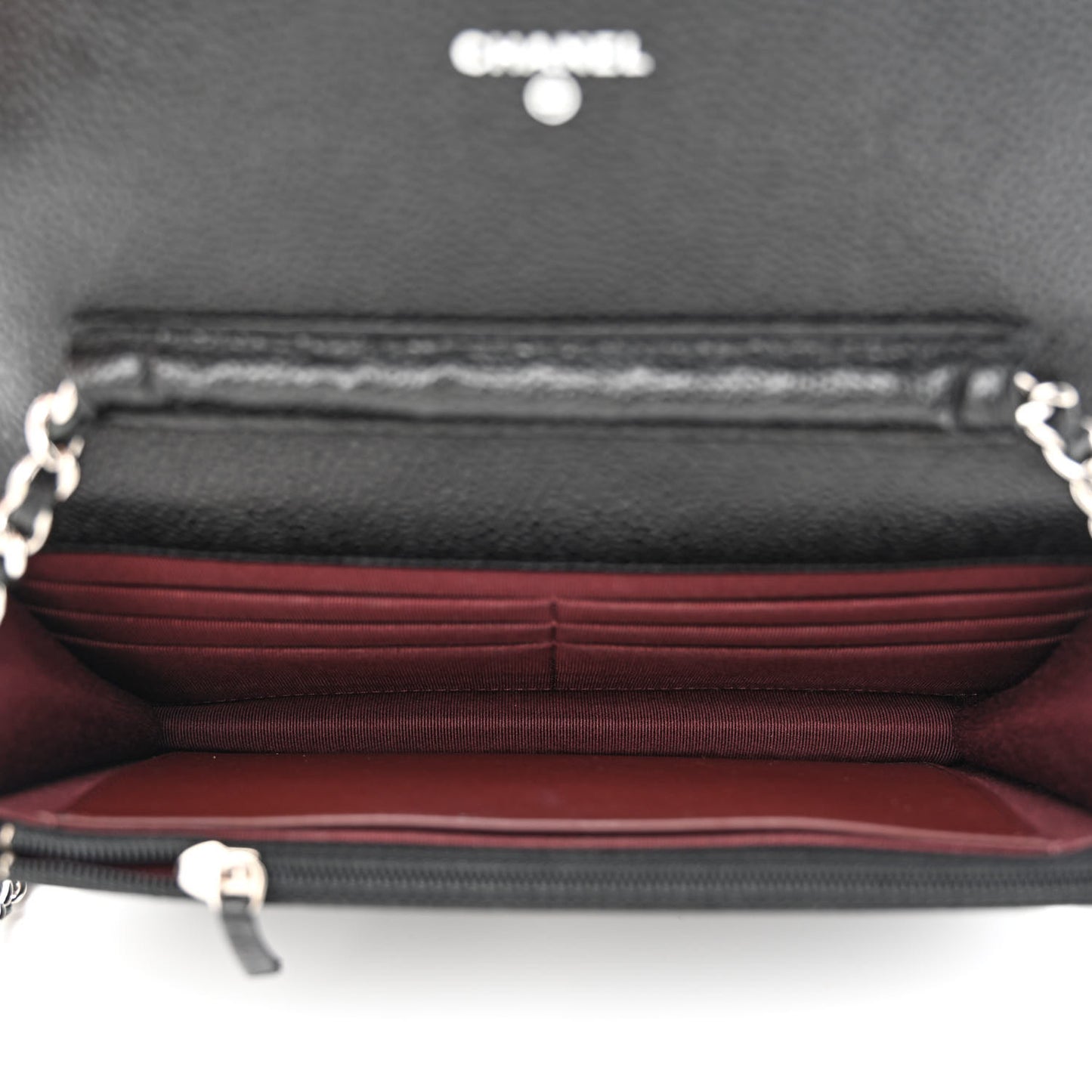Caviar Quilted Wallet on Chain WOC Black