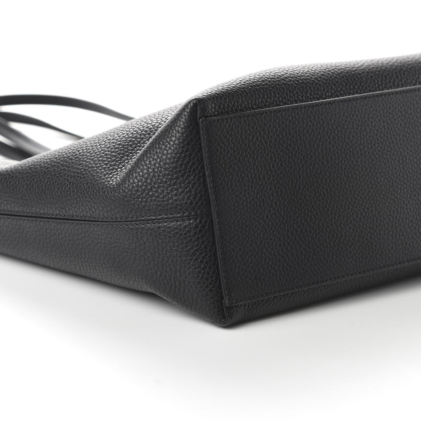 Grained Calfskin Rockstud Shoulder Tote Black