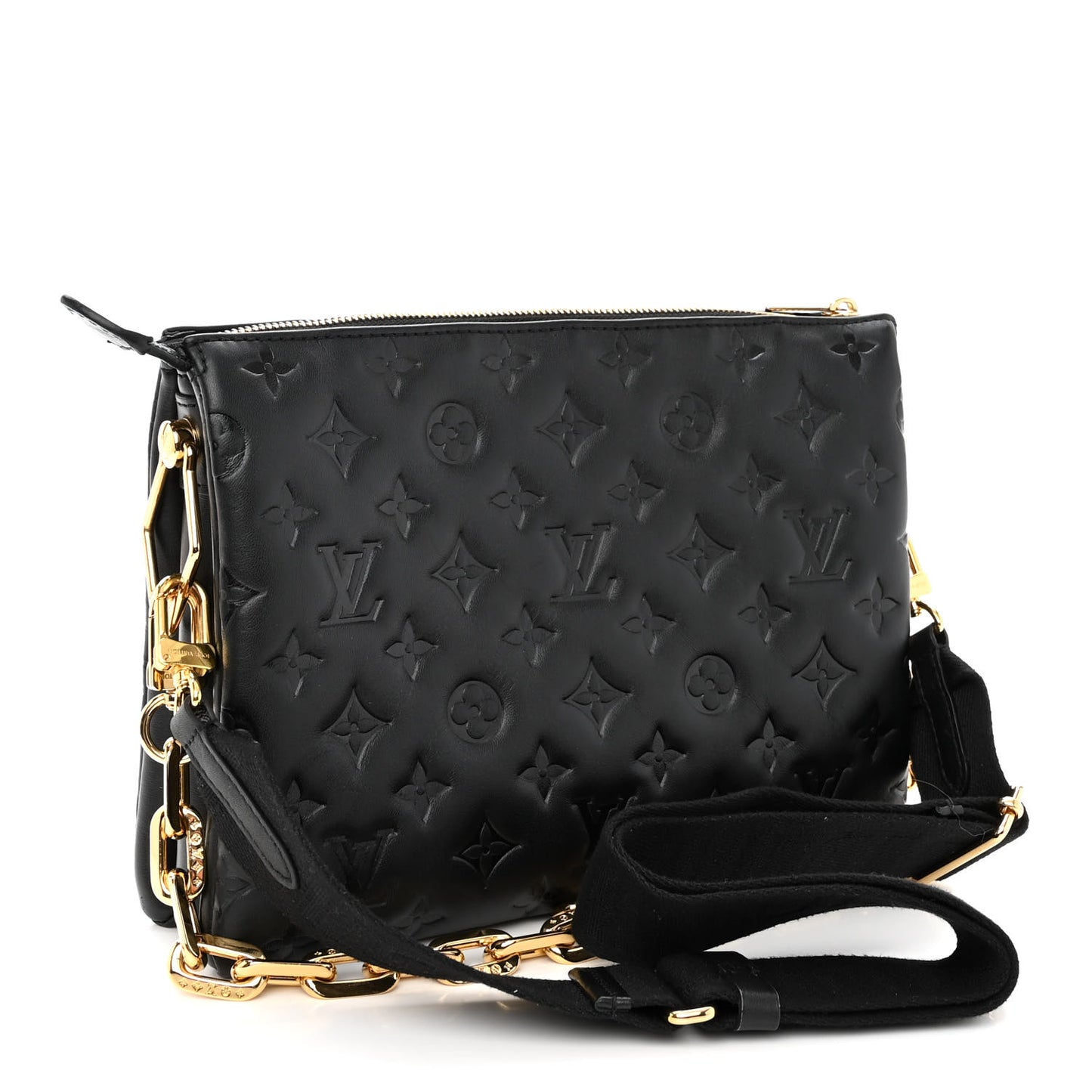 Lambskin Embossed Monogram Coussin PM Black