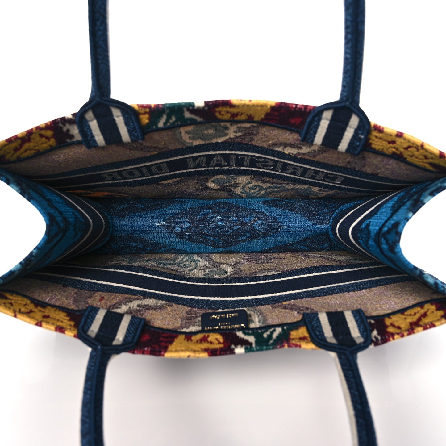 Canvas Embroidered Paisley Medium Book Tote Blue Multicolor