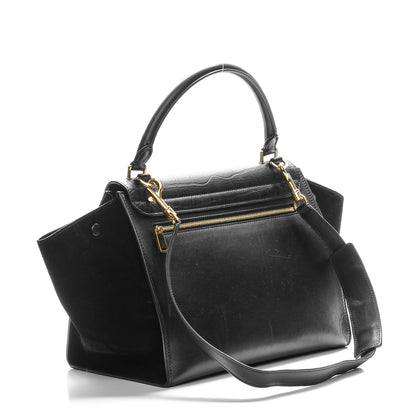 Celine Crocodile Embossed Calfskin Medium Trapeze Black 3 of 9