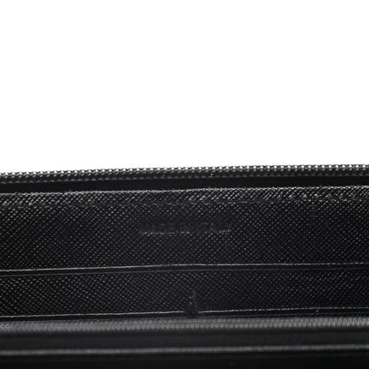 Prada Saffiano Triangle Zip Around Wallet Black 6 of 15