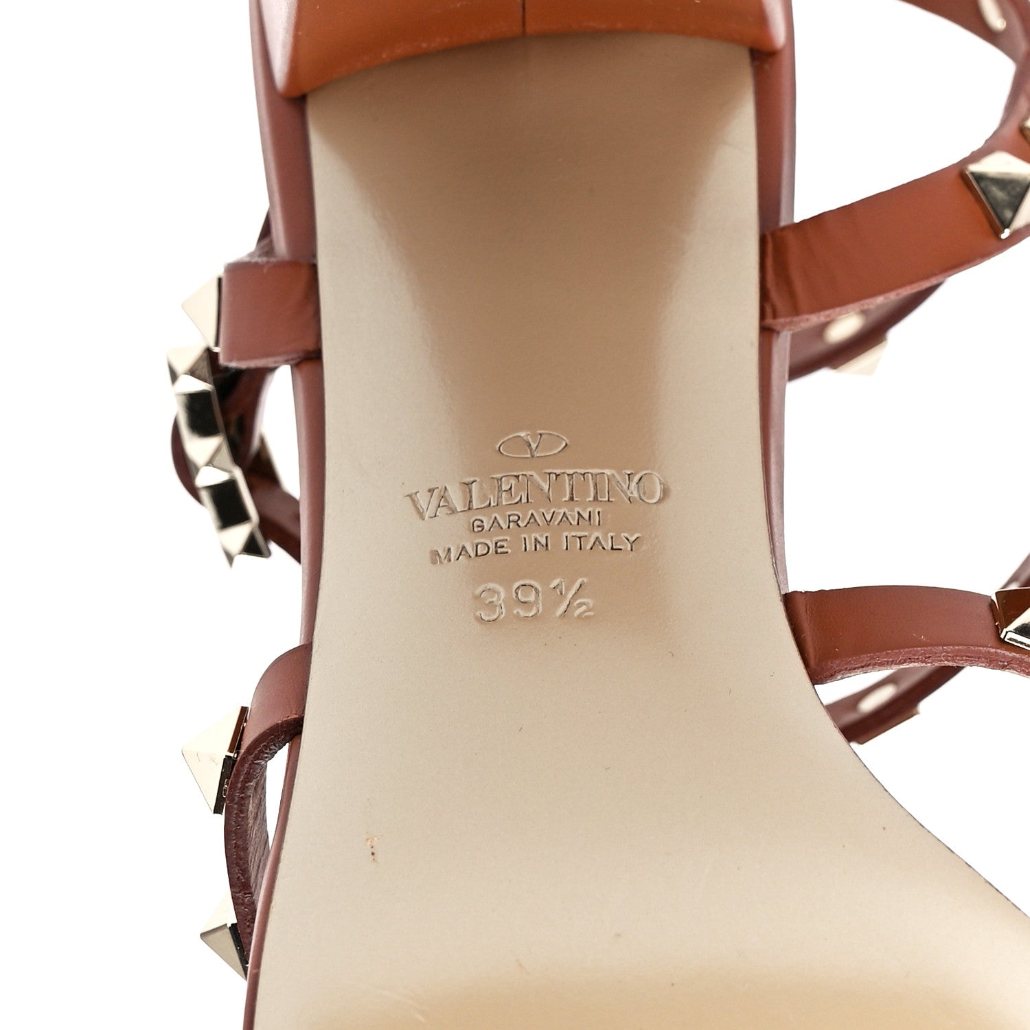 Valentino Garavani Calfskin Rockstud 60mm Caged Sandals 39.5 Light Cuir 6 of 7