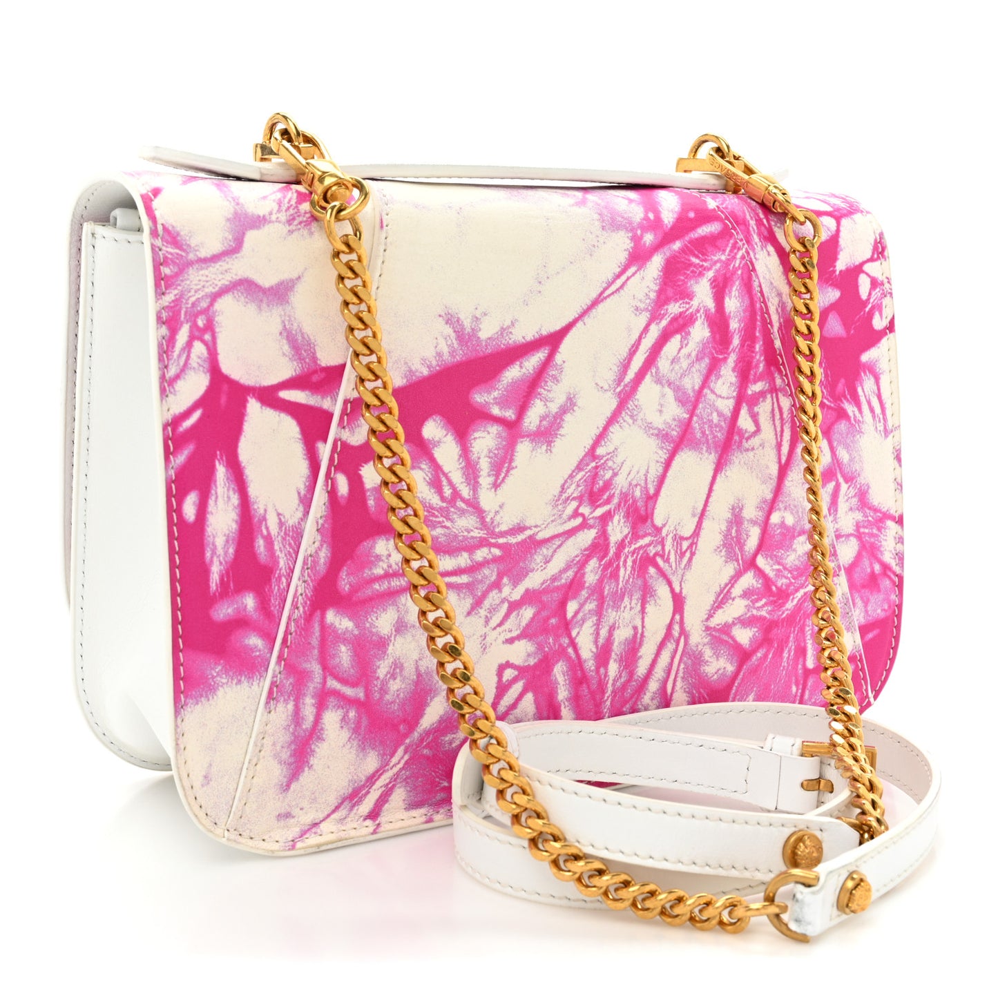 Vitello Barocco Tie Dye Printed Virtus Top Handle Shoulder Bag Pink White