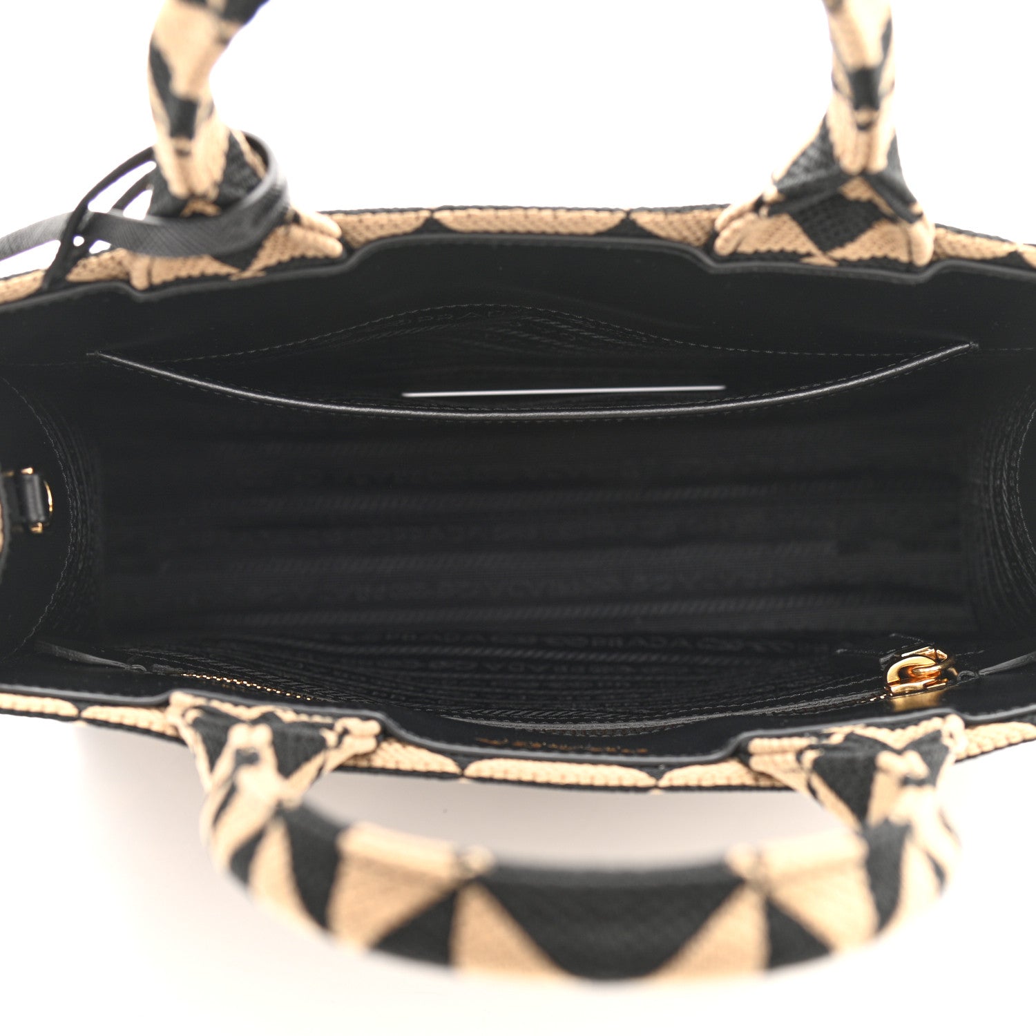 Prada Jacquard Saffiano Triangolo Symbole Embroidered Small Tote Black Corda 5 of 10