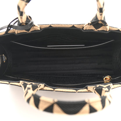 Prada Jacquard Saffiano Triangolo Symbole Embroidered Small Tote Black Corda 5 of 10