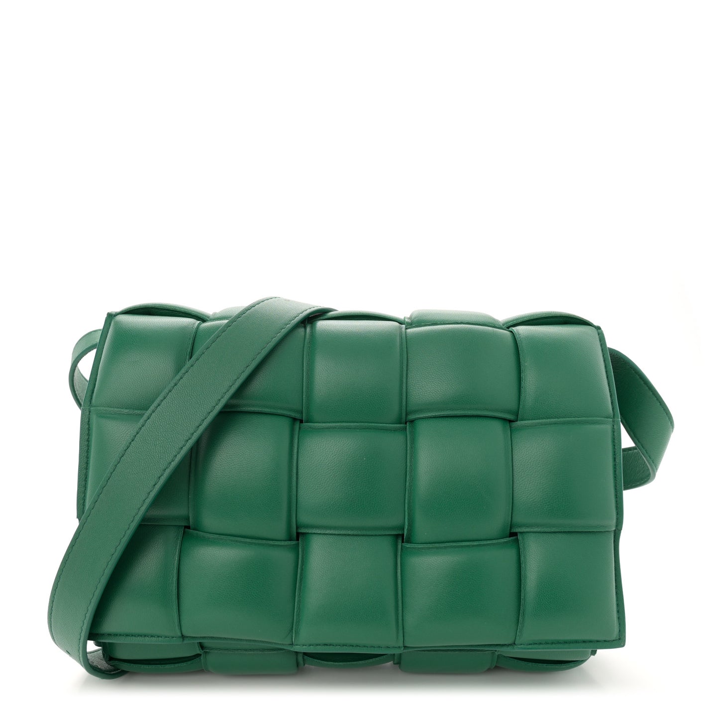 Nappa Maxi Intreccio Padded Cassette Crossbody Bag Racing Green