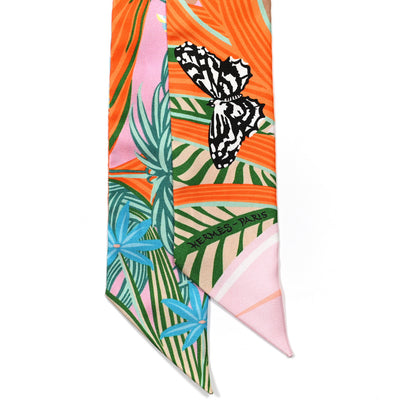 Hermes Silk Jaguar Quetzal Twilly Rose Beige Orange 2 of 5