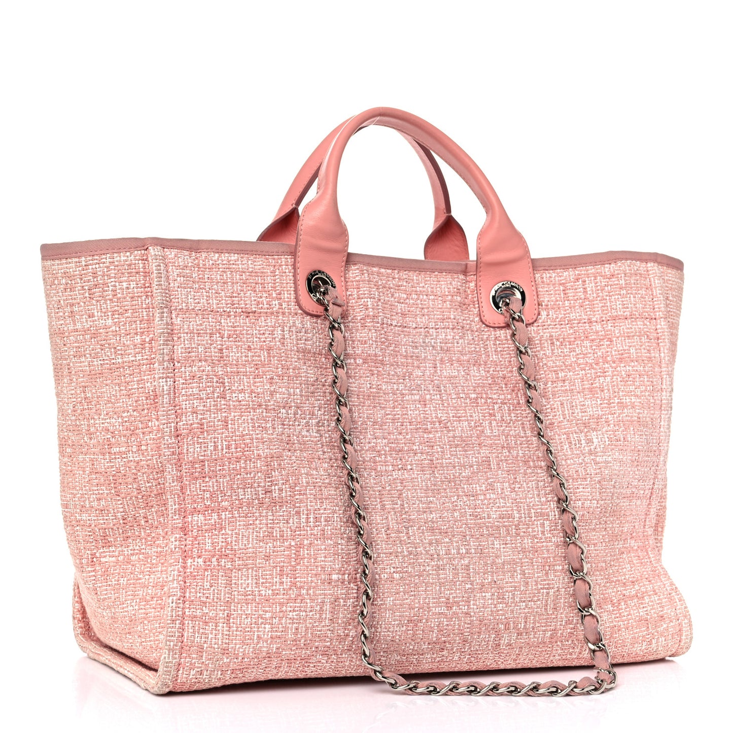Straw Lurex Large Deauville Tote Pink