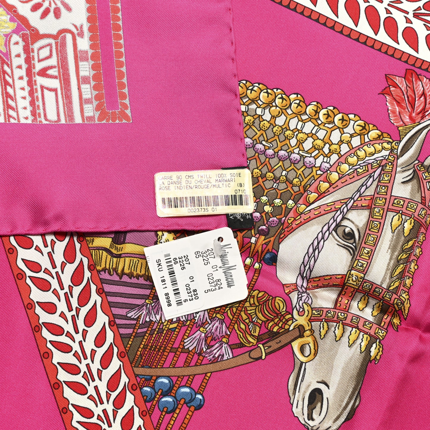 Silk La Danse Du Cheval Marwari Scarf 90 Rose Indien Rouge Multicolor