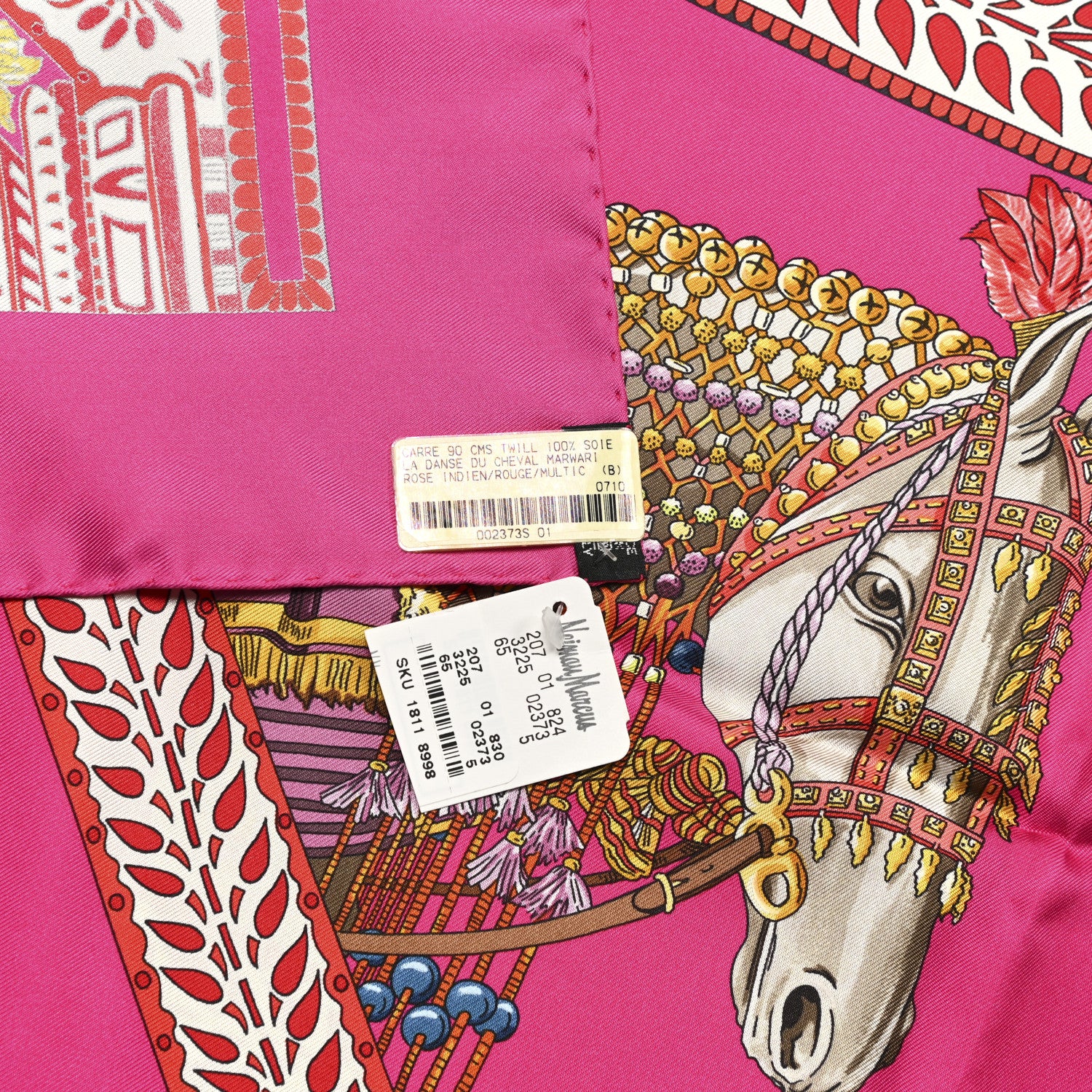 Hermes Silk La Danse Du Cheval Marwari Scarf 90 Rose Indien Rouge Multicolor 5 of 5