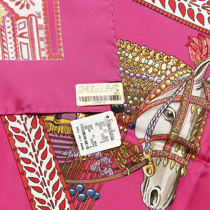Hermes Silk La Danse Du Cheval Marwari Scarf 90 Rose Indien Rouge Multicolor 5 of 5