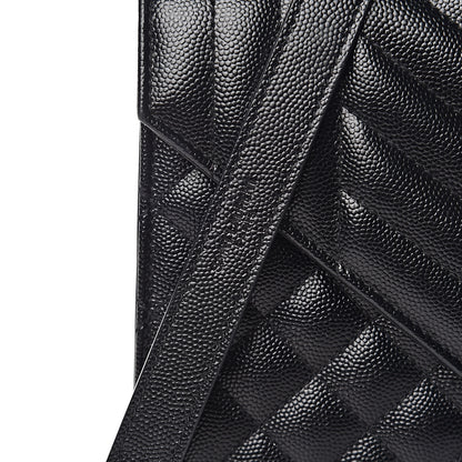 Saint Laurent Grain De Poudre Textured Mixed Matelasse Triquilt Medium Monogram Satchel Black 10 of 11