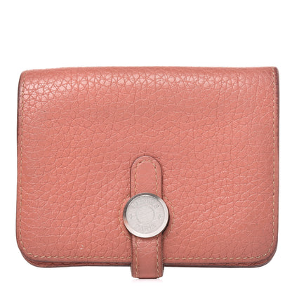 Hermes Taurillon Clemence Dogon Card Case Rose Thè 1 of 18