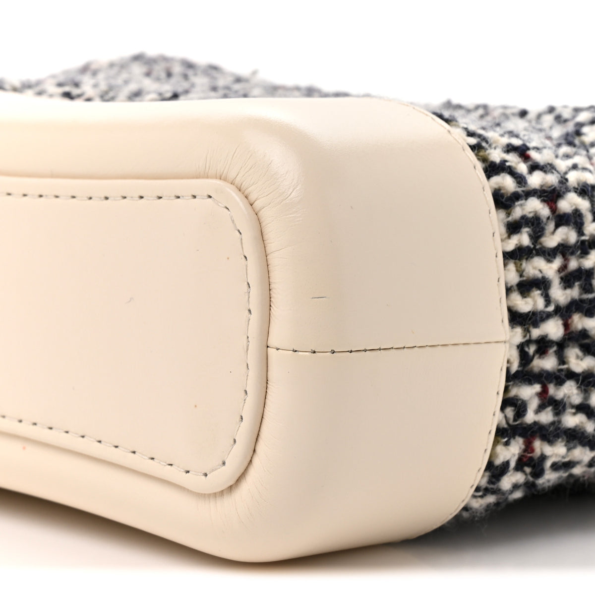 Tweed Calfskin Quilted Small Gabrielle Hobo Ivory Black