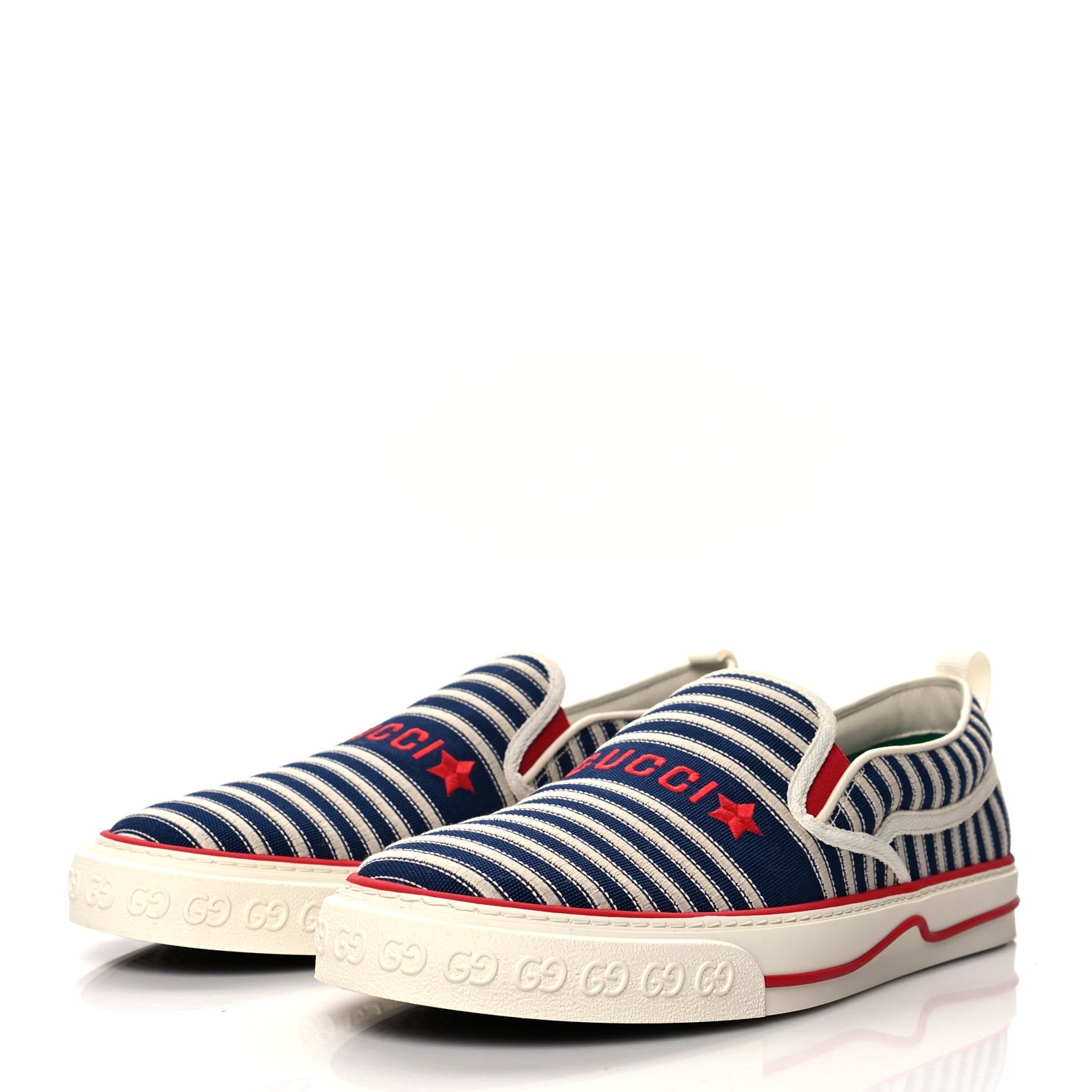 Gucci Canvas Mens 1977 Tennis Slip On Sneakers 10 Deep Lake Mystic White Red 3 of 7