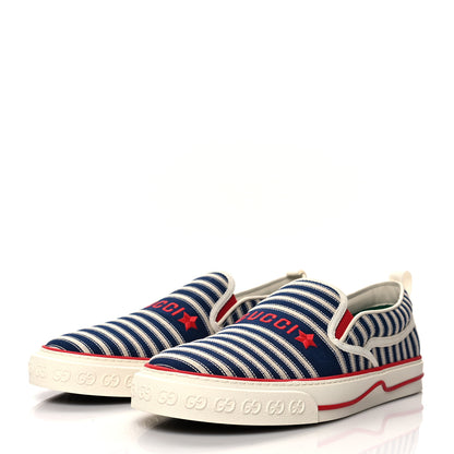Gucci Canvas Mens 1977 Tennis Slip On Sneakers 10 Deep Lake Mystic White Red 3 of 7