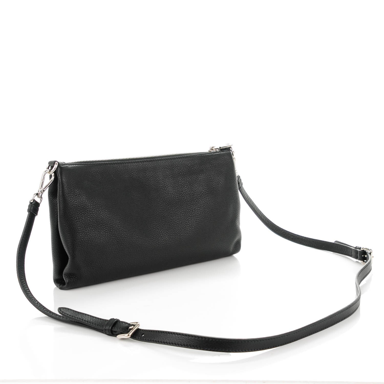 Prada Vitello Daino Zippered Crossbody Bag Black 3 of 8
