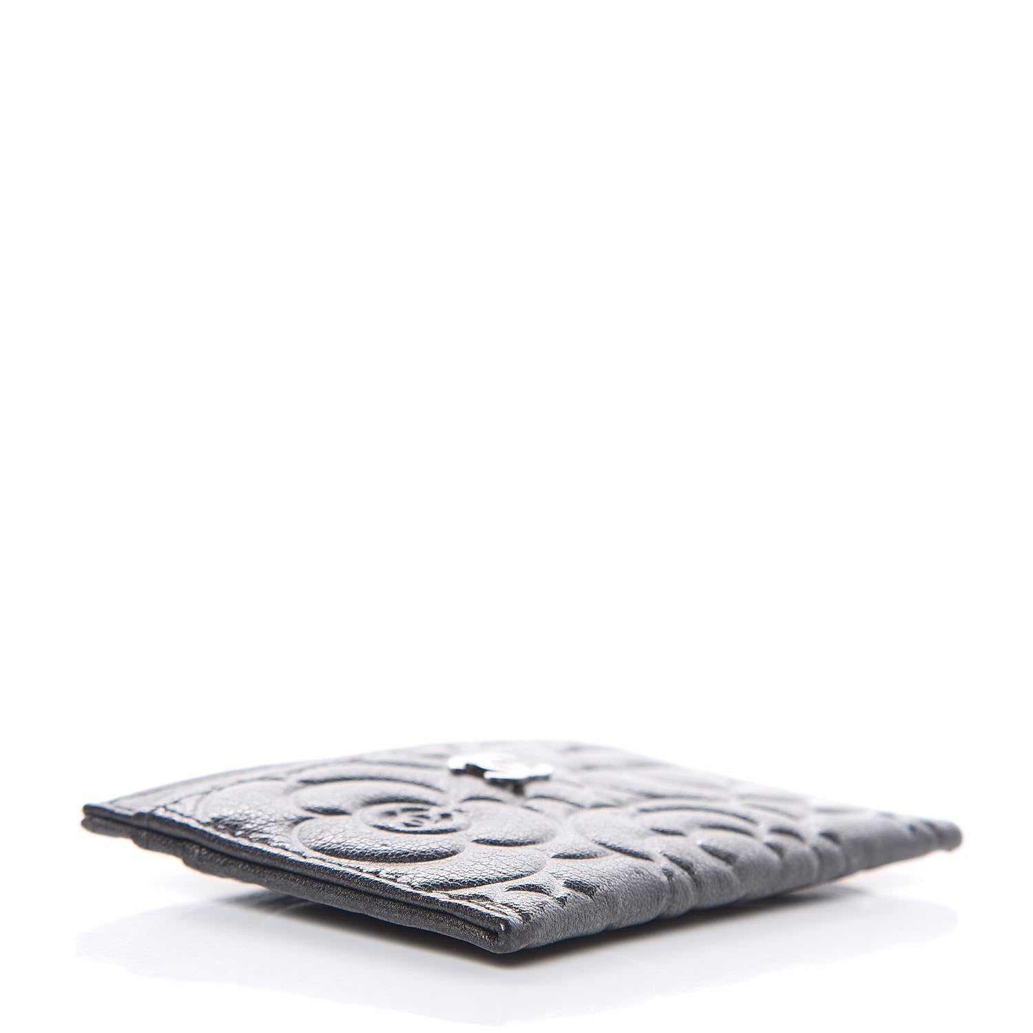 Chanel Goatskin Camellia Embossed Card Holder Grey 4 of 9