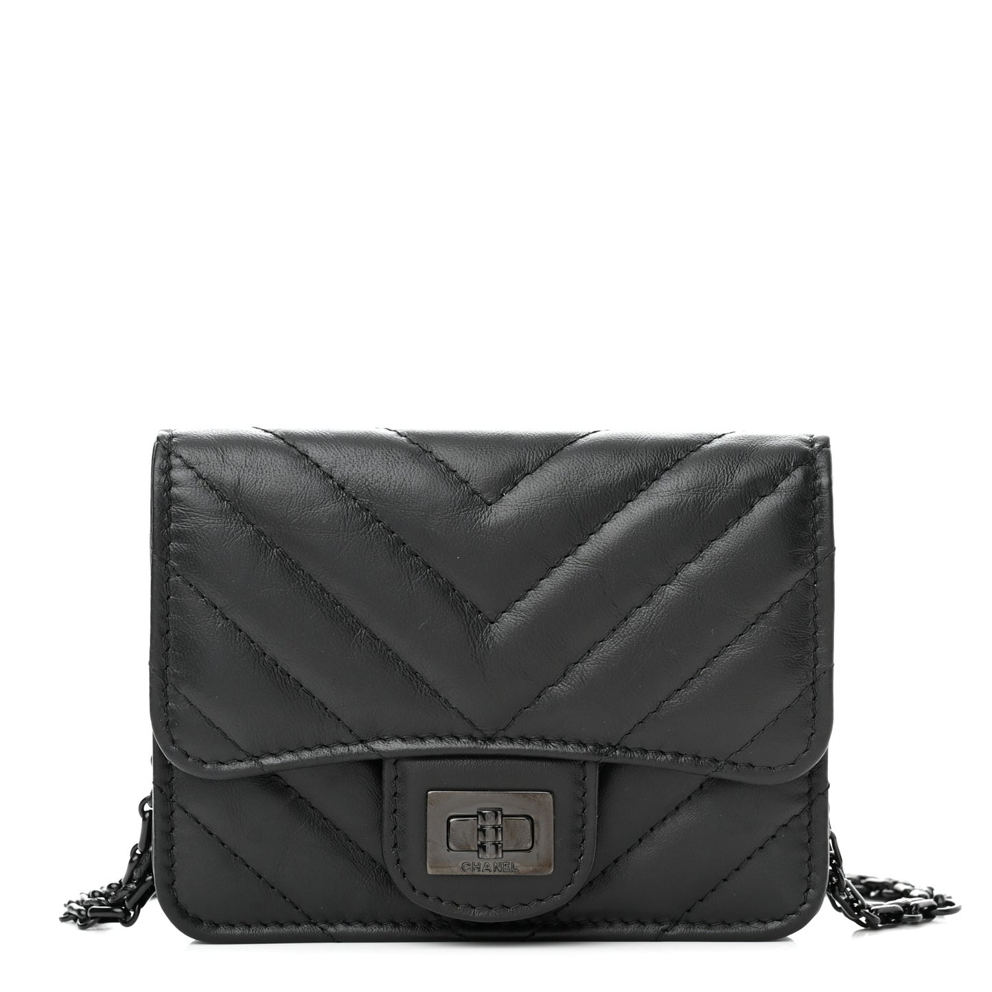 Aged Calfskin Quilted Belt Bag So Black