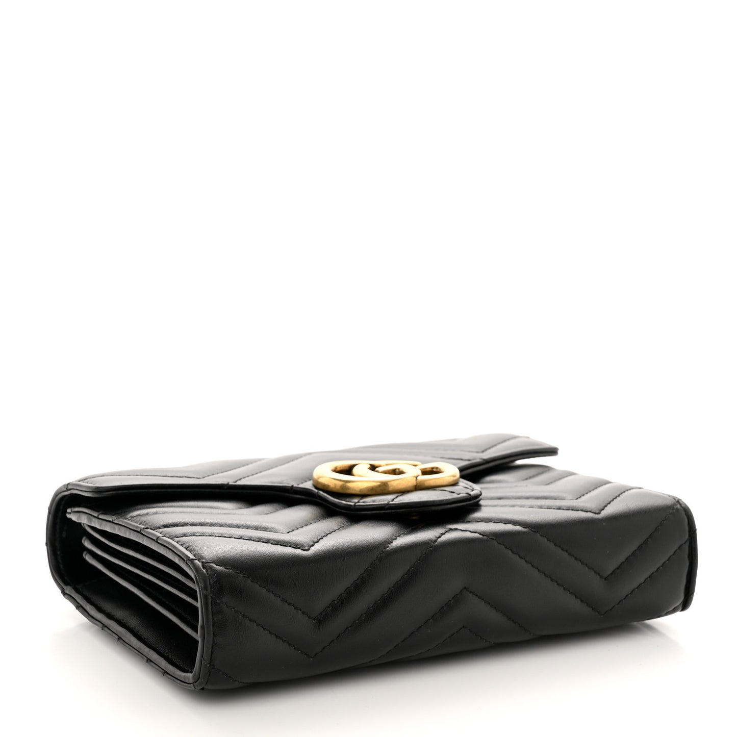 Calfskin Matelasse GG Marmont Chain Wallet Black
