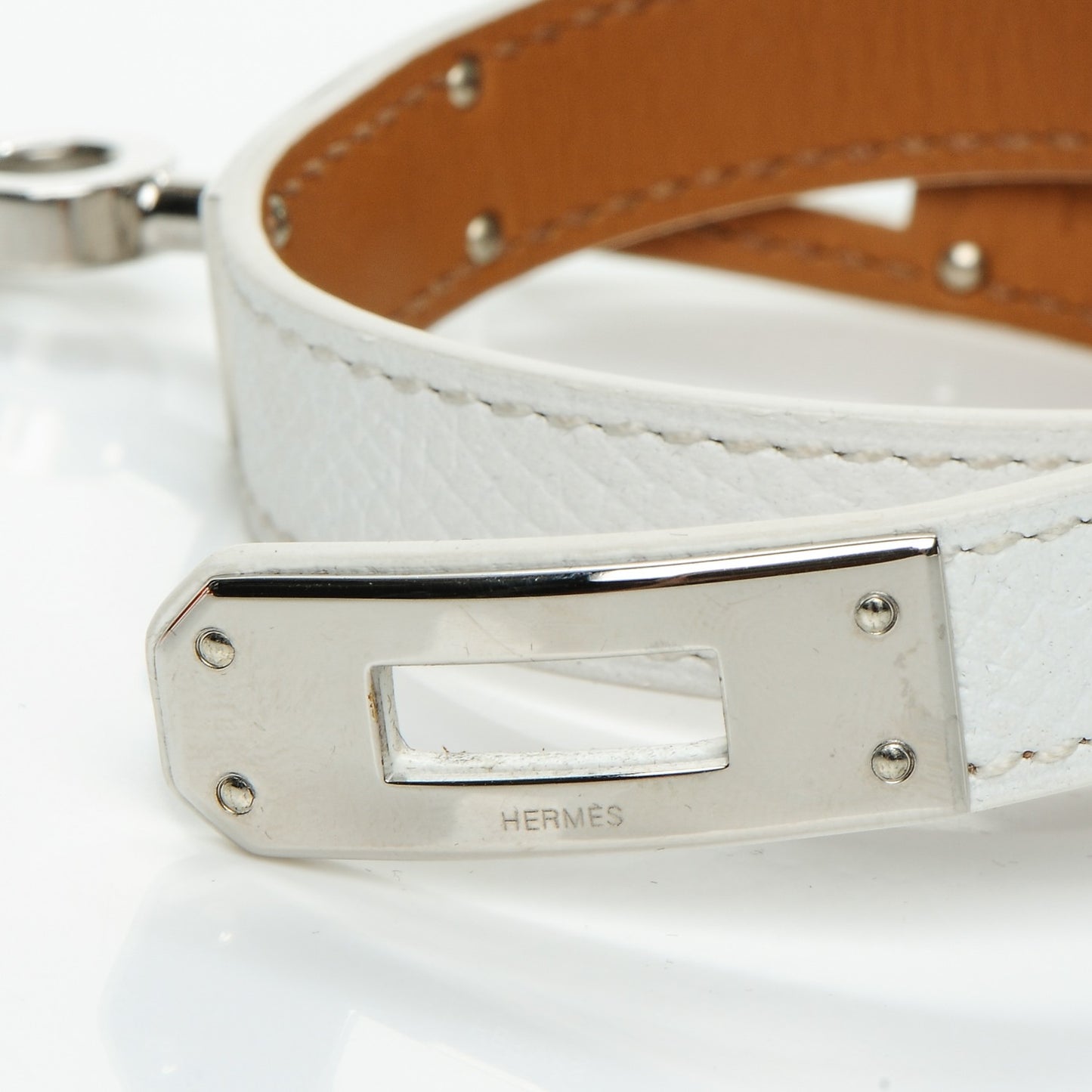Epsom Kelly Double Tour Bracelet XS White