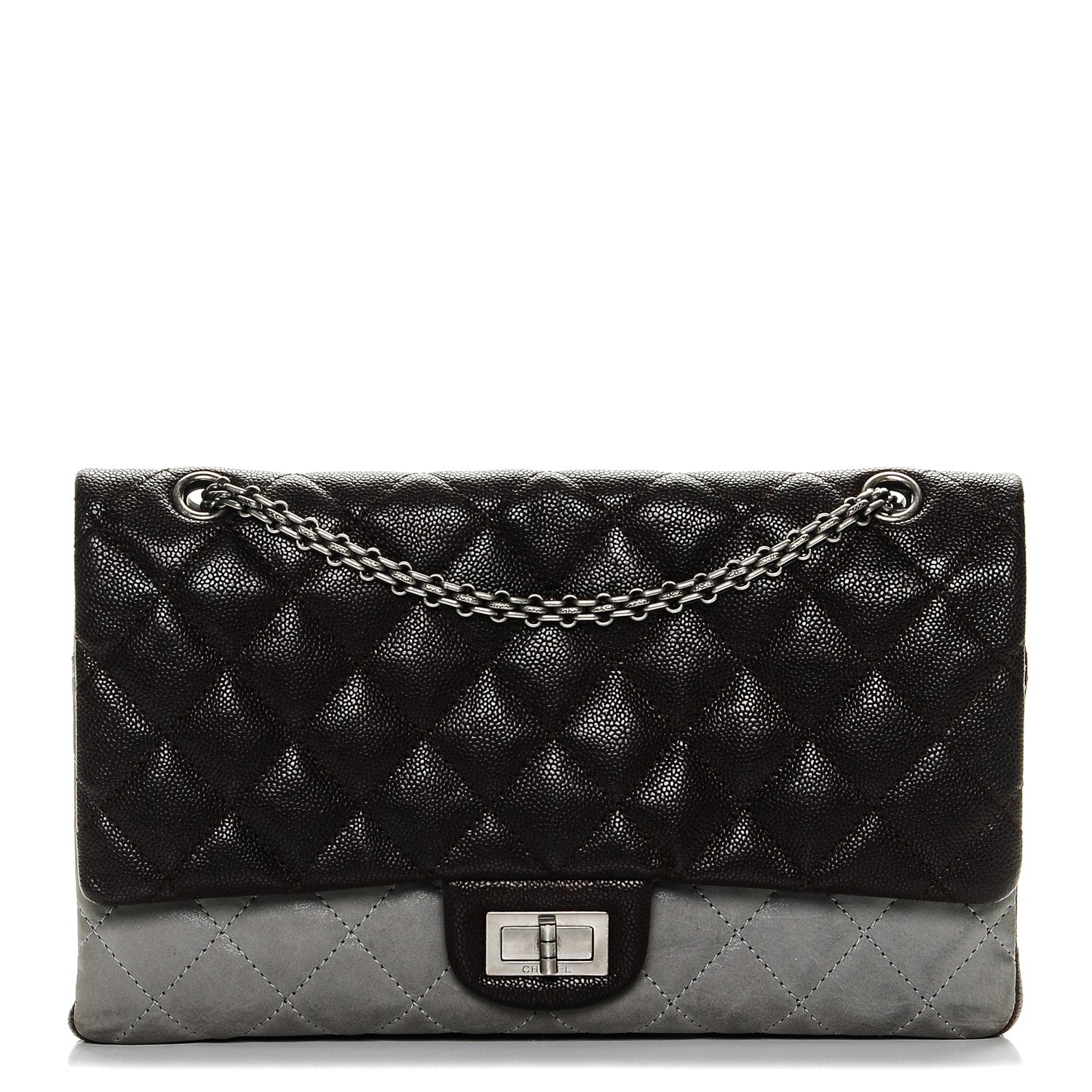 Chanel Caviar Iridescent Calfskin 2.55 Reissue 227 Flap Brown Grey 1 of 8