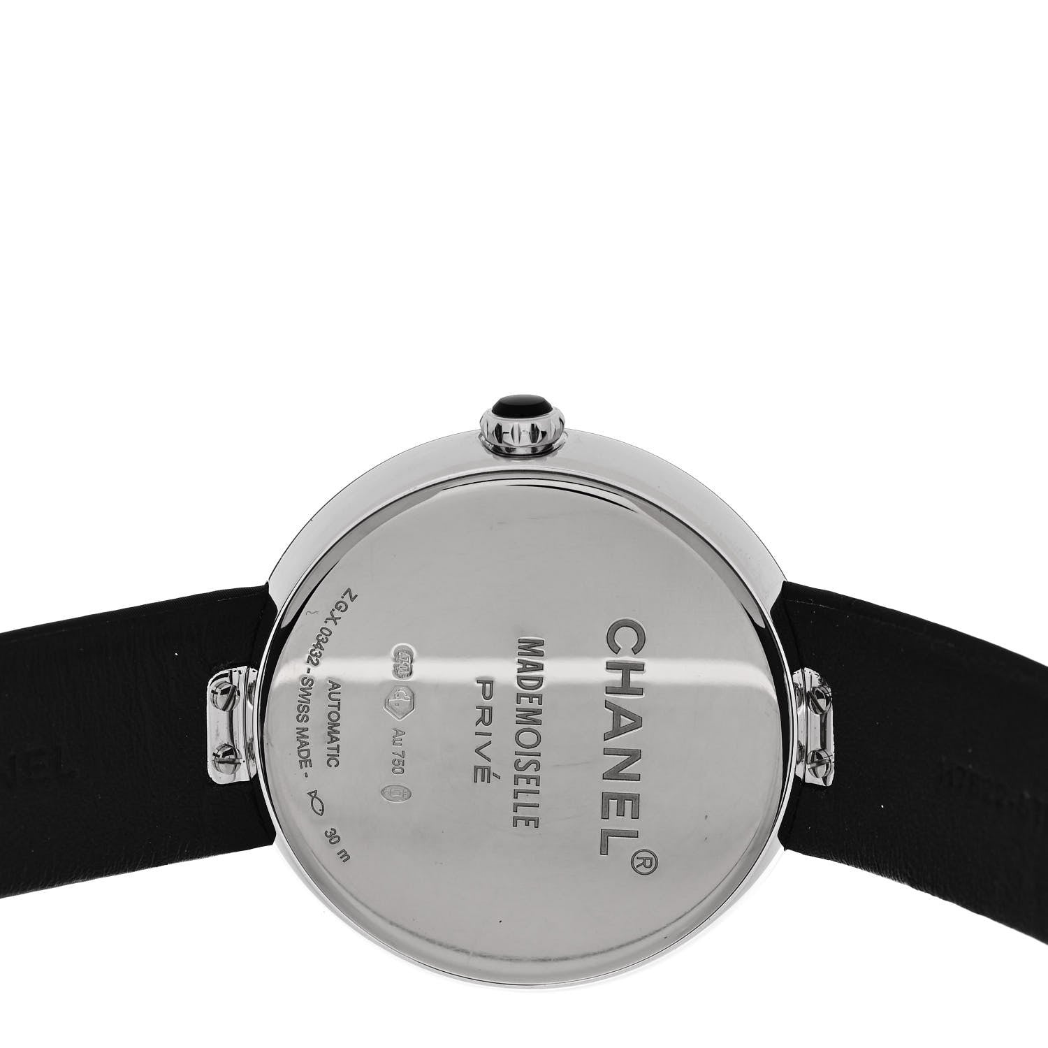 Chanel 18K White Gold Satin Diamond Bezel 37.5mm Mademoiselle