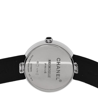 Chanel 18K White Gold Satin Diamond Bezel 37.5mm Mademoiselle Prive Quartz Watch Black 4 of 4