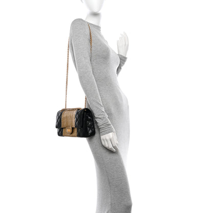Chanel Lambskin Metallic Calfskin Crocodile Embossed 2.55 Reissue 225 Flap Black Gold 2 of 12
