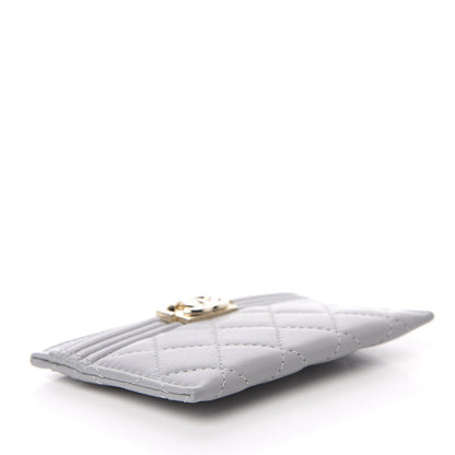 Chanel Lambskin Quilted Boy Card Holder Grey 5 of 10
