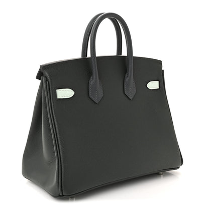 Hermes Epsom Tri-Color Birkin 25 Vert Fonce Ardoise Vert Peppermint 3 of 10