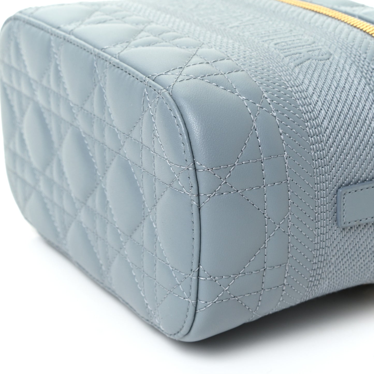 Lambskin Cannage Small Diortravel Vanity Case Cloud Blue