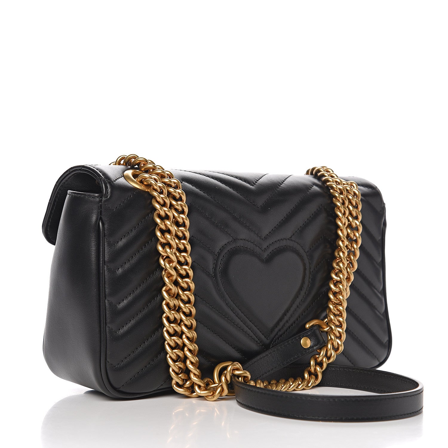 Gucci Calfskin Matelasse Small GG Marmont Shoulder Bag Black 2 of 10