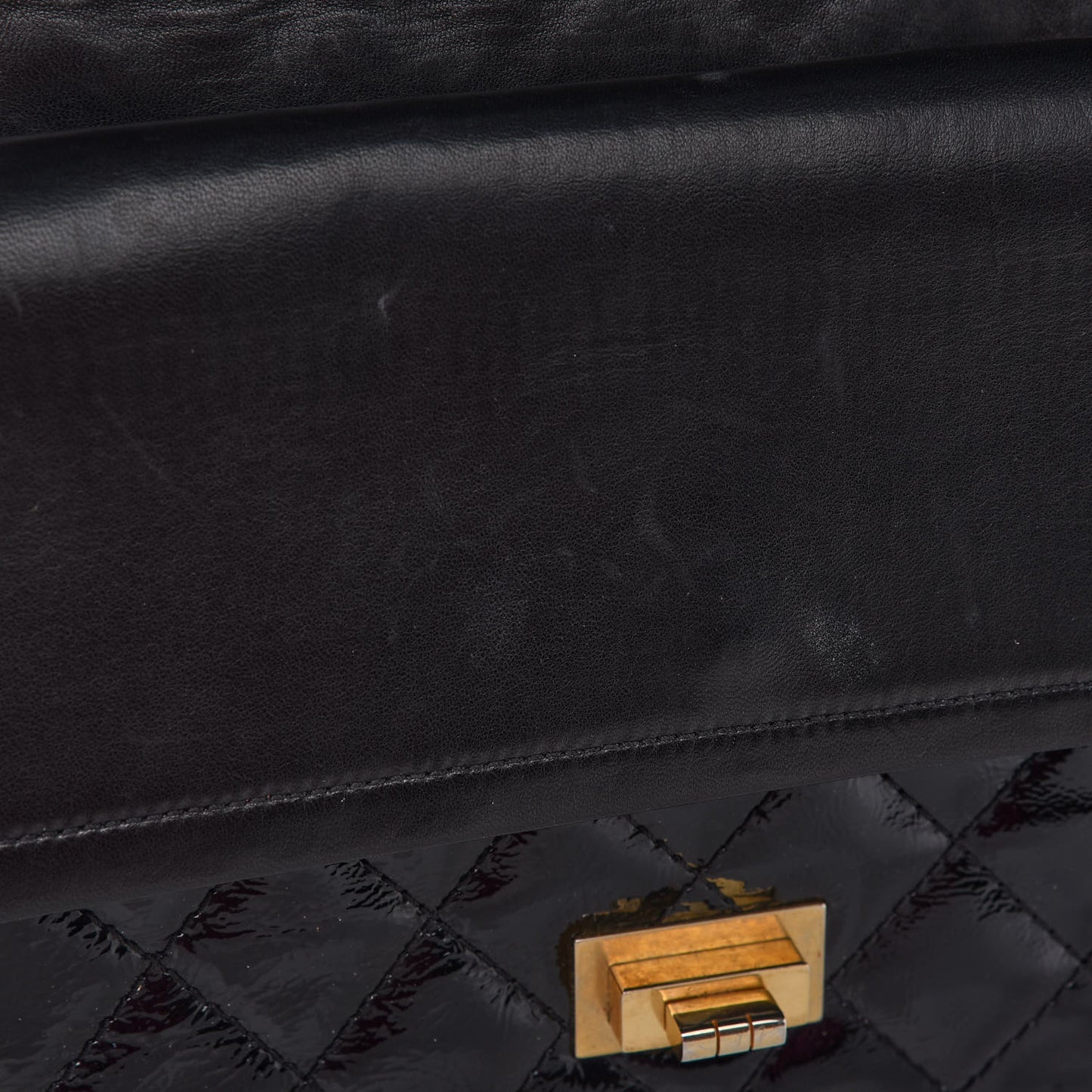 Distressed Patent Quilted 2.55 Reissue 227 Flap Black