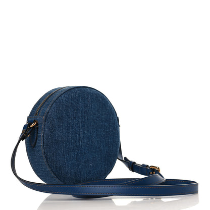 Versace Denim Mini La Medusa Chain Round Crossbody Bag Navy Blue 3 of 8