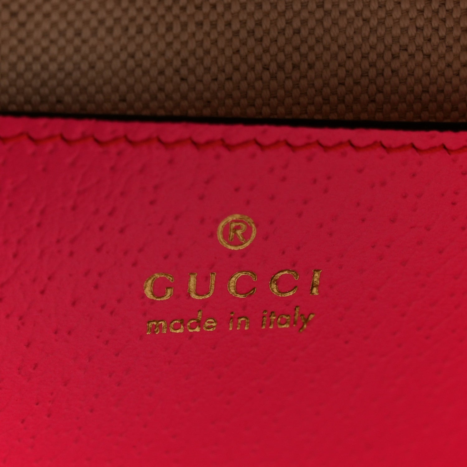 Gucci GG Supreme Monogram Textured Dollar Calfskin Web Ophidia Small Crossbody Bag Beige Ebony Fuchsia 6 of 10