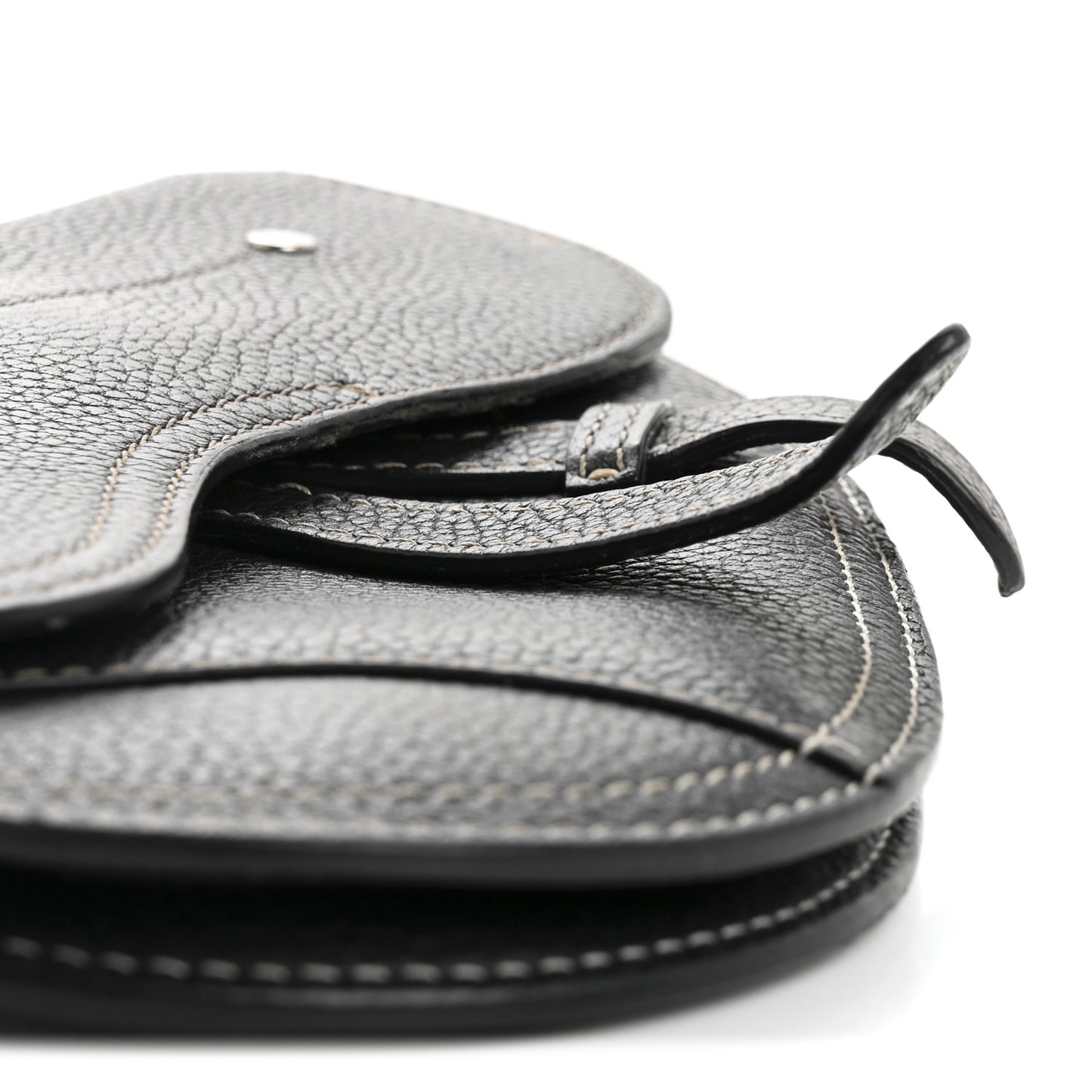 X KAWS Grained Calfskin Saddle Wristlet Black