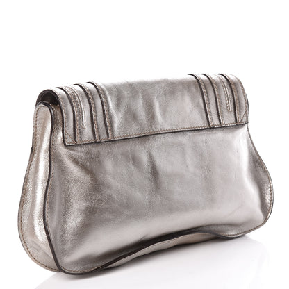 Chloe Metallic Calfskin Marcie Clutch Pewter 3 of 9