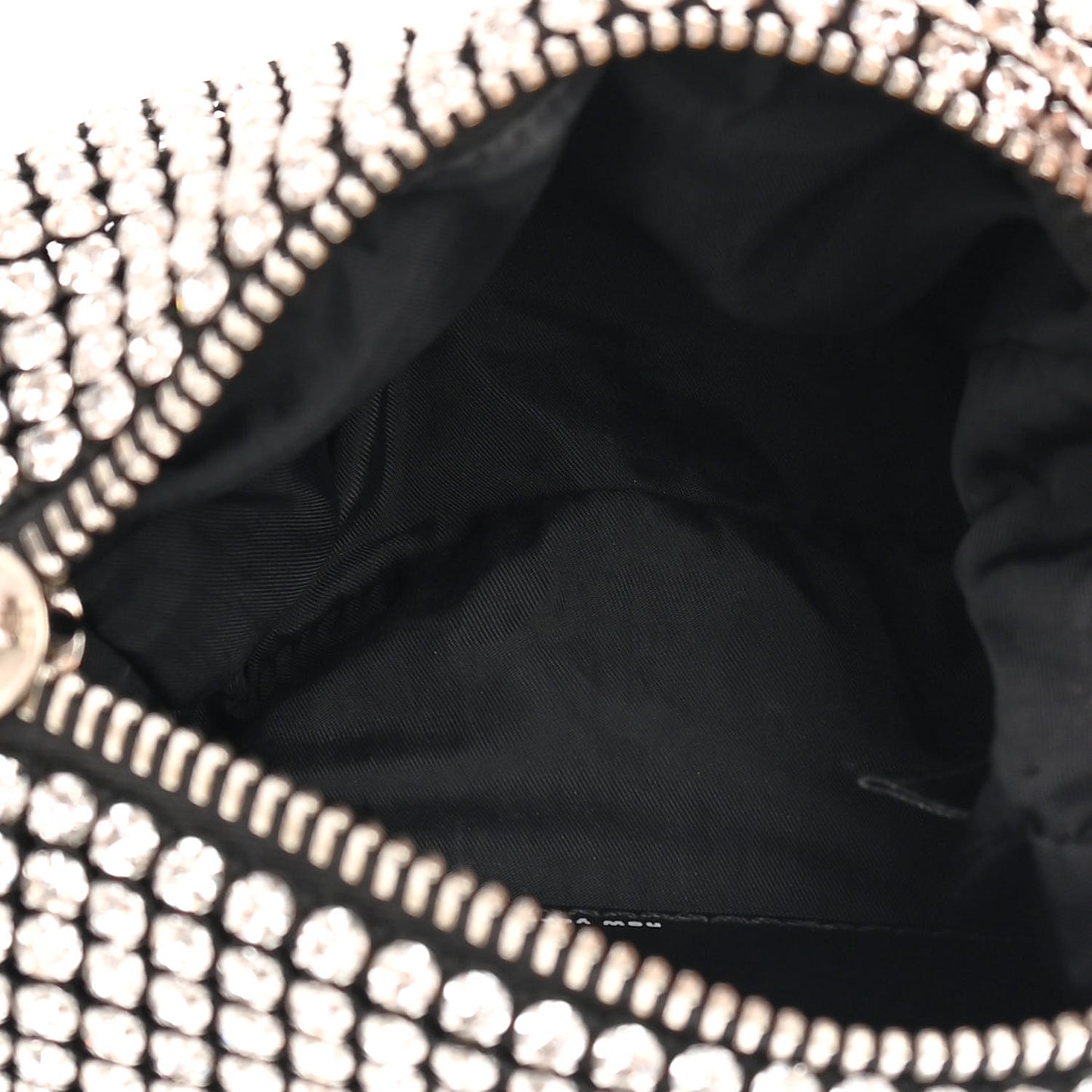 Mesh Crystal Rhinestone Mini Heiress Pouch Black Silver