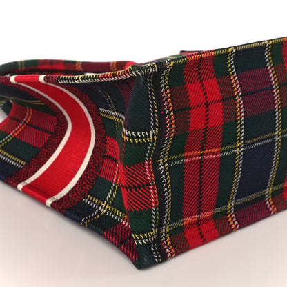 Christian Dior Canvas Embroidered Medium Tartan Check Book Tote Red Multicolor 8 of 9