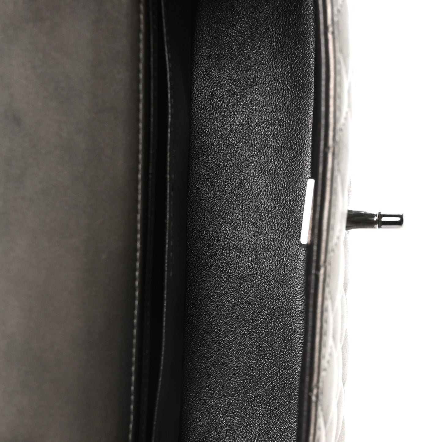 Metallic Lambskin Quilted Mini Rectangular Flap Silver