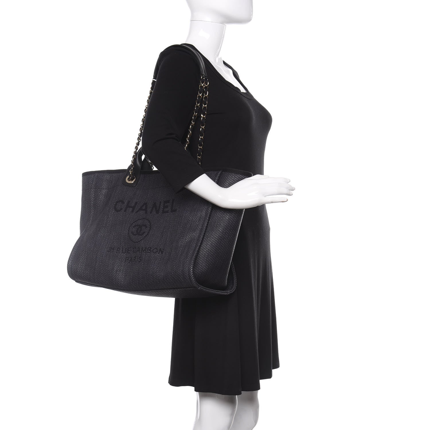 Chanel Mixed Fibers Calfskin Medium Deauville Tote Blue 2 of 11