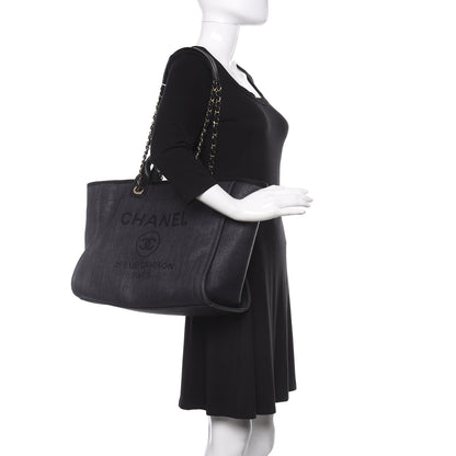 Chanel Mixed Fibers Calfskin Medium Deauville Tote Blue 2 of 11