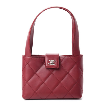Chanel Lambskin Stitched Top Handle Flap Bag Red 1 of 12
