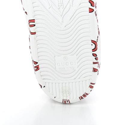 Gucci Calfskin GucciGhost Print Womens Ace Sneakers 40.5 White Hibiscus Red 7 of 10