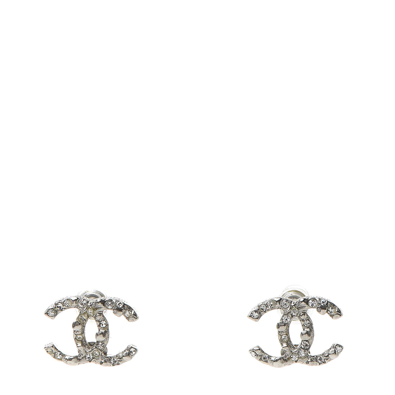 Chanel Crystal CC Earrings Silver 1 of 6