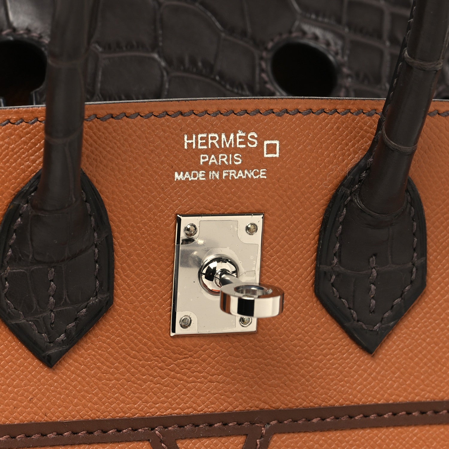 Hermes Madame Calfskin Matte Alligator Epsom Faubourg Day Birkin Sellier 20 Gold Ebene Orange 6 of 12